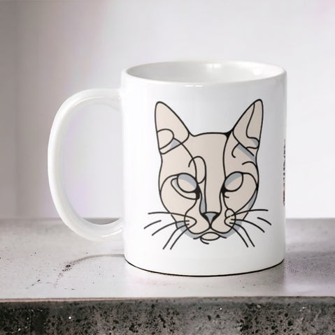 Taza Gato de arte lineal