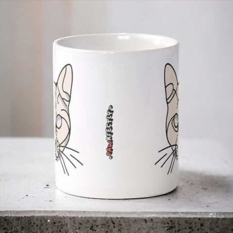 Taza Gato de arte lineal