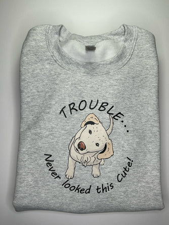 TROUBLE NEVER LOOK THIS CUTE Hooded Pullover Sweatshirt
