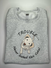 TROUBLE NEVER LOOK THIS CUTE Hooded Pullover Sweatshirt
