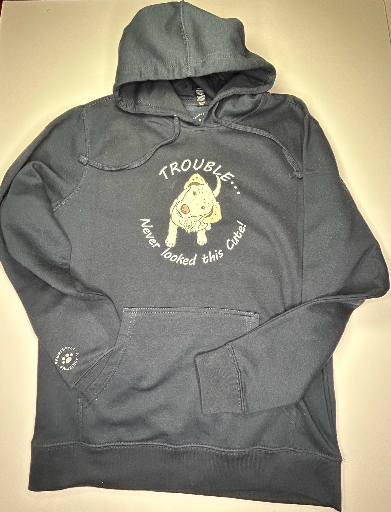 TROUBLE NEVER LOOK THIS CUTE Hooded Pullover Sweatshirt