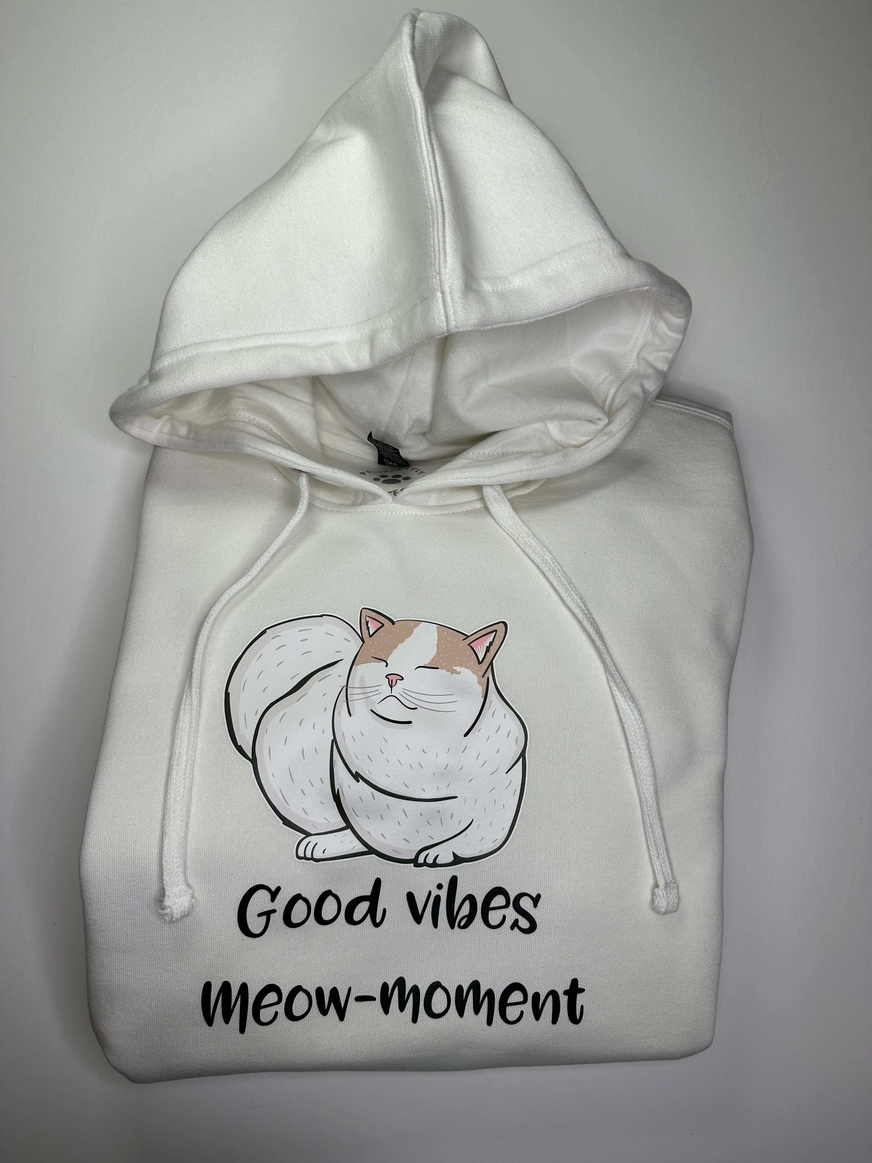 Good Vibes Cat Hooded Pullover Sweatshirt